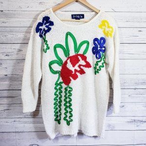 Vintage le Chois Embroidered Knit Women's Sweater
